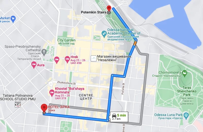 Потьомкінські сходи - Маршрут Потьомкінські сходи - Маршрут